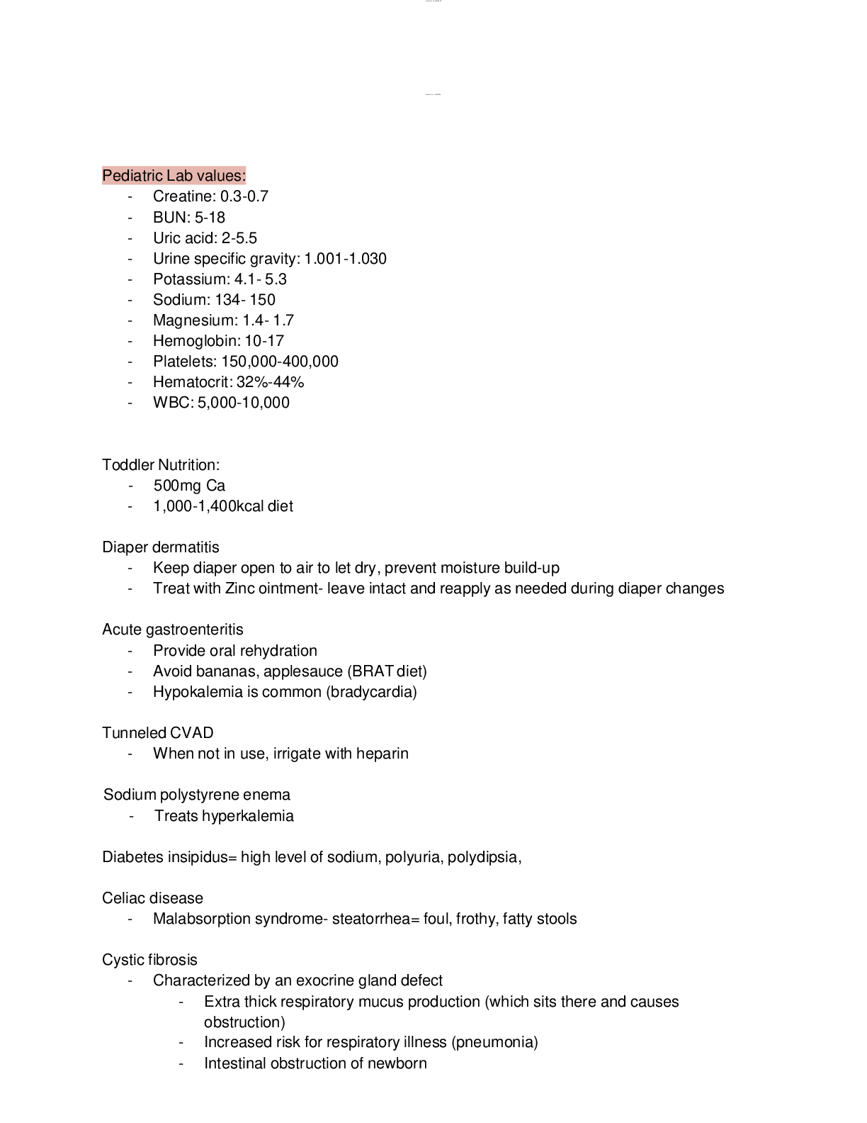 Preview image of ATI PEDIATRIC PROCTOR EXAM PREP /STUDY NOTES document